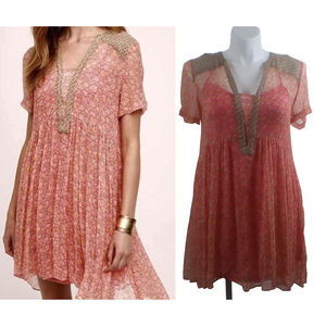 Anthropologie Maeve Morning Glory Floral Hippie Bohemian Swing Dress Size: 10